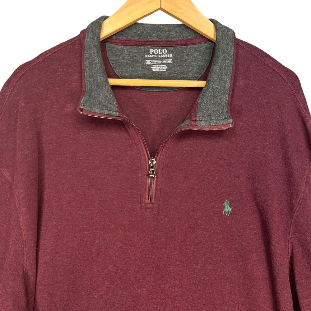 Polo Ralph Lauren Maroon Quarter Zip Pullover Sweatshirt XXL